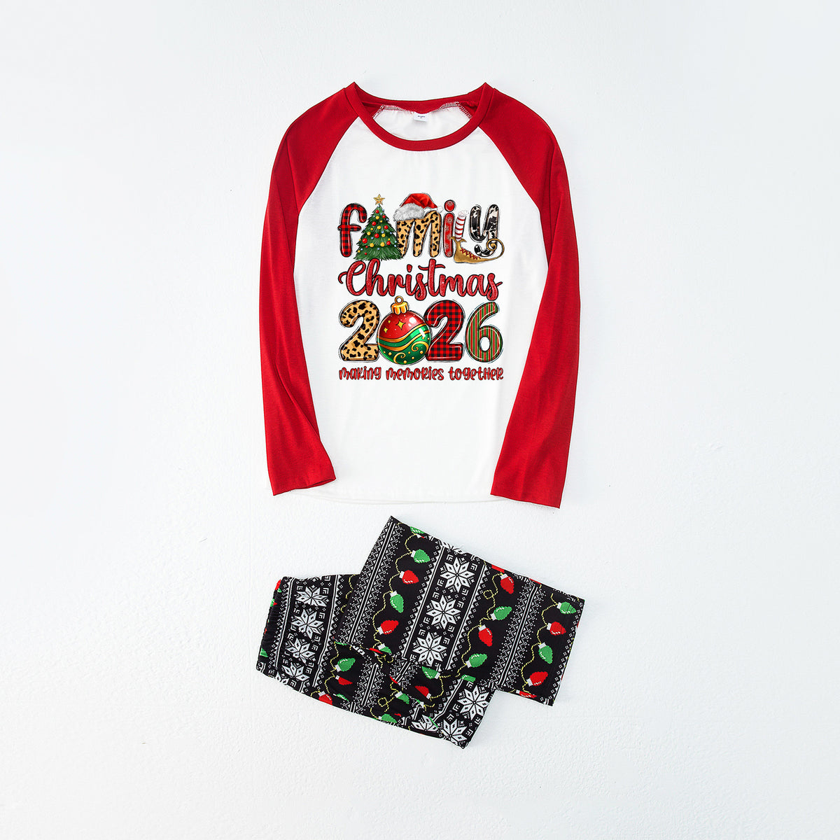 Christmas Pajamas Family Christmas 2026 Plaid Leopard Letter Print Matching Family Sleepwear CHP-134