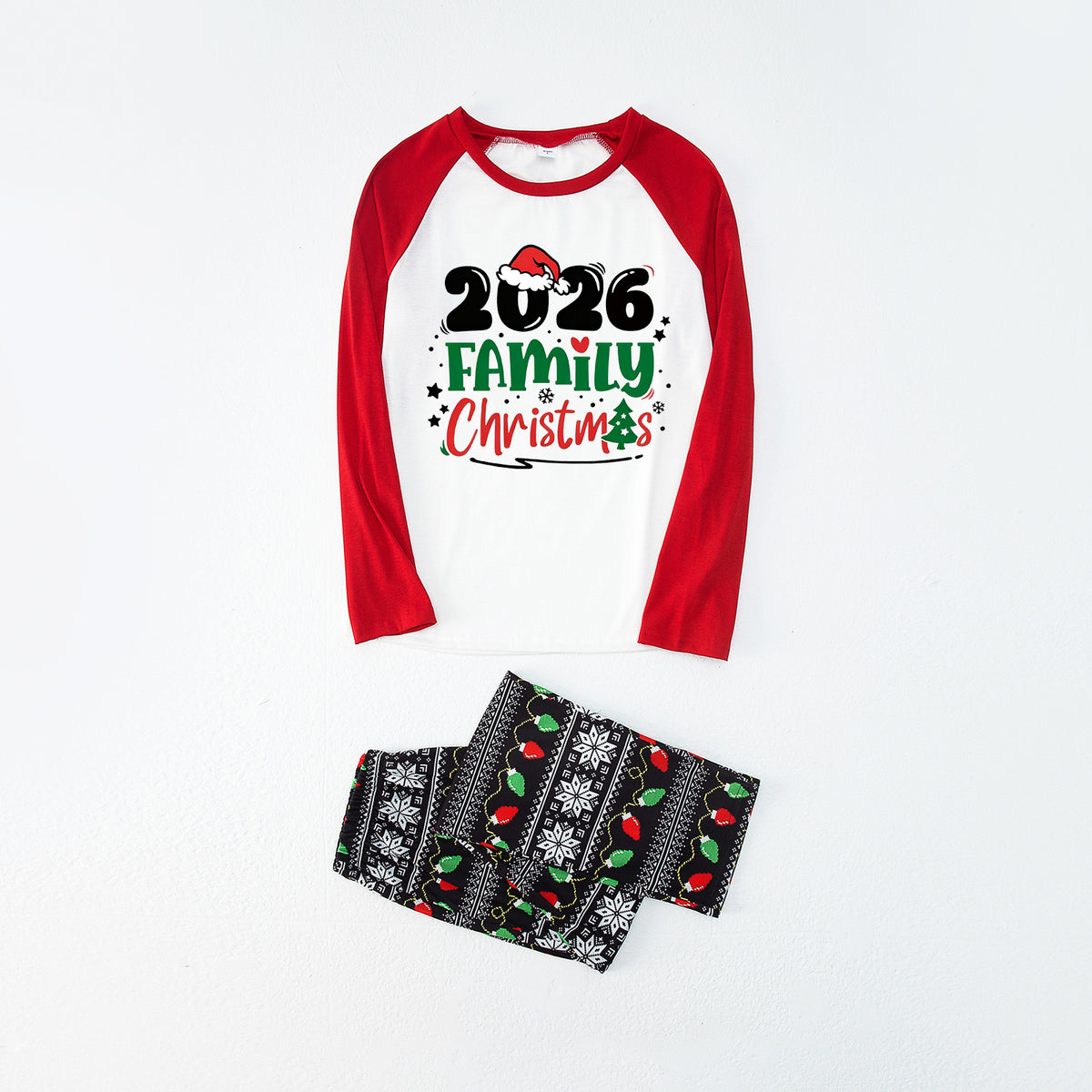 Christmas Pajamas 2026 Family Christmas Santa Hat Tree Letter Print Matching Family Sleepwear CHP-129