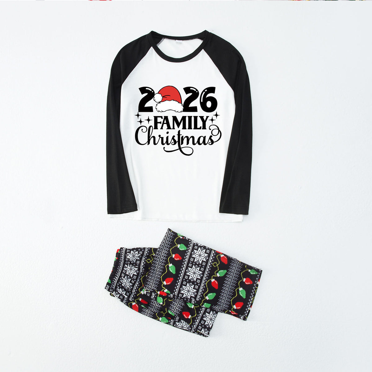 Christmas Pajamas 2026 Family Christmas Santa Hat Black Lettering Matching Family Photo Outfit Christmas Sleepwear CHP-116