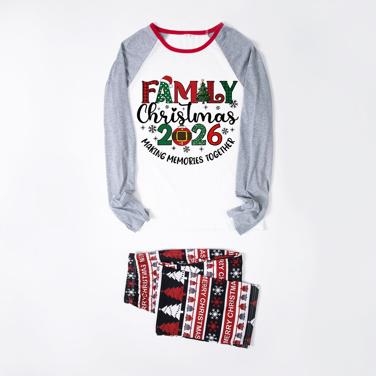 Matching Family Christmas Pajamas Santa Hat Tree Graphic Christmas Eve Pajamas CHP-55