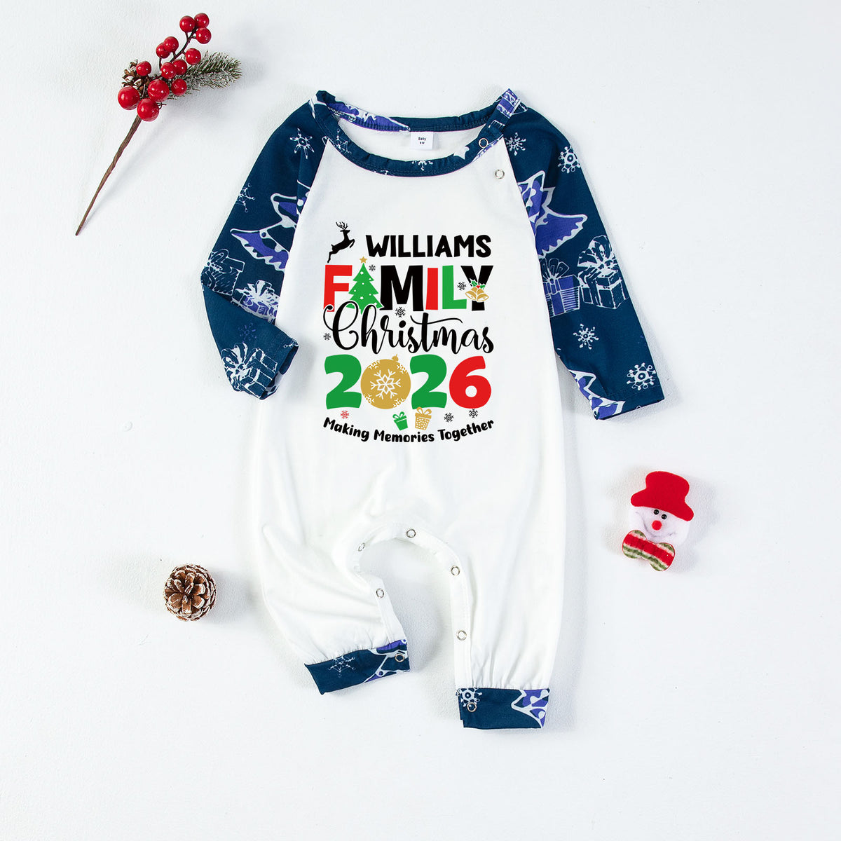 Christmas Pajamas Williams Family 2026 Reindeer Tree Snowflake Print Matching Family Sleepwear CHP-141
