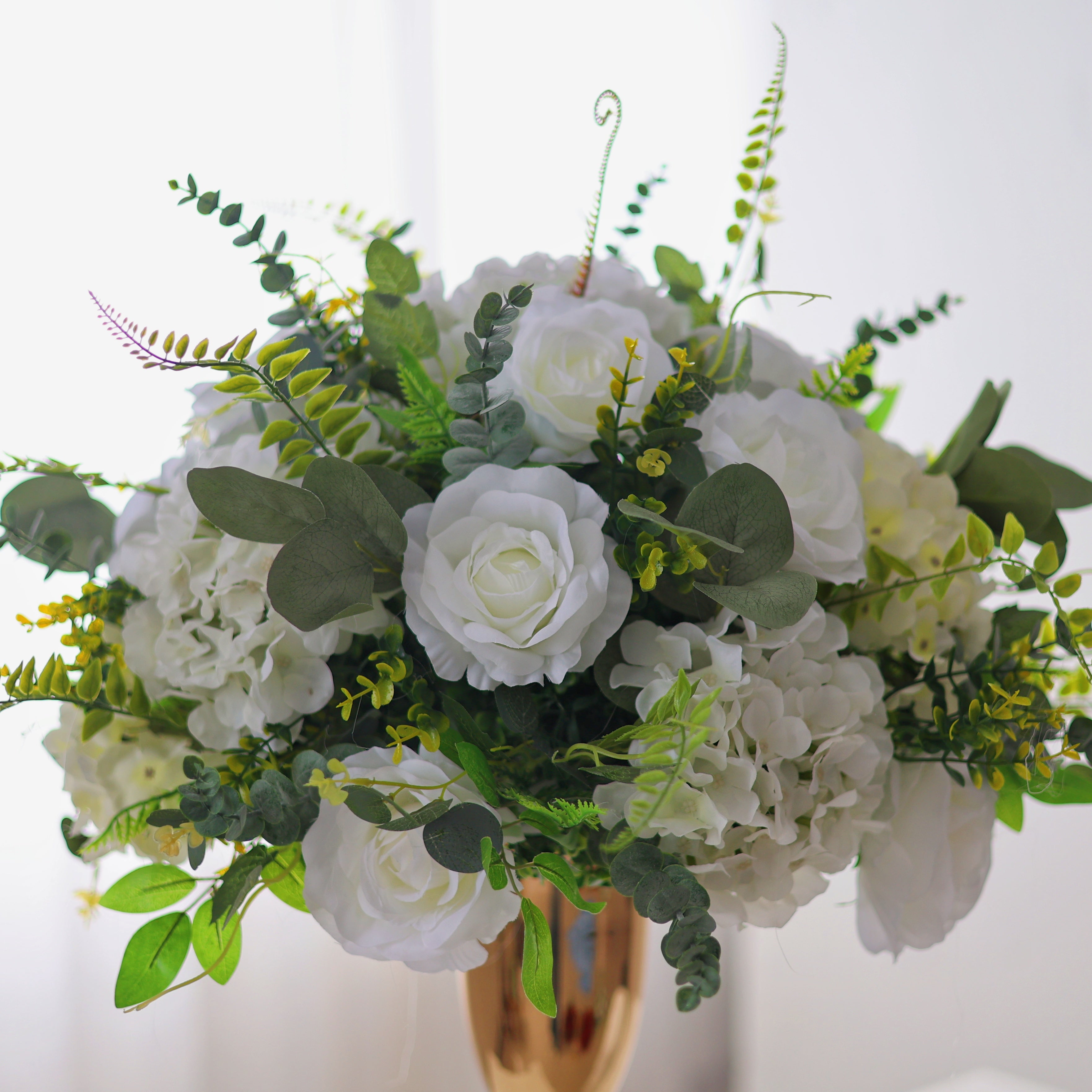 White Fabric Rose Hydrangea Wedding Table Centerpiece Floral Ball AAFC-0085