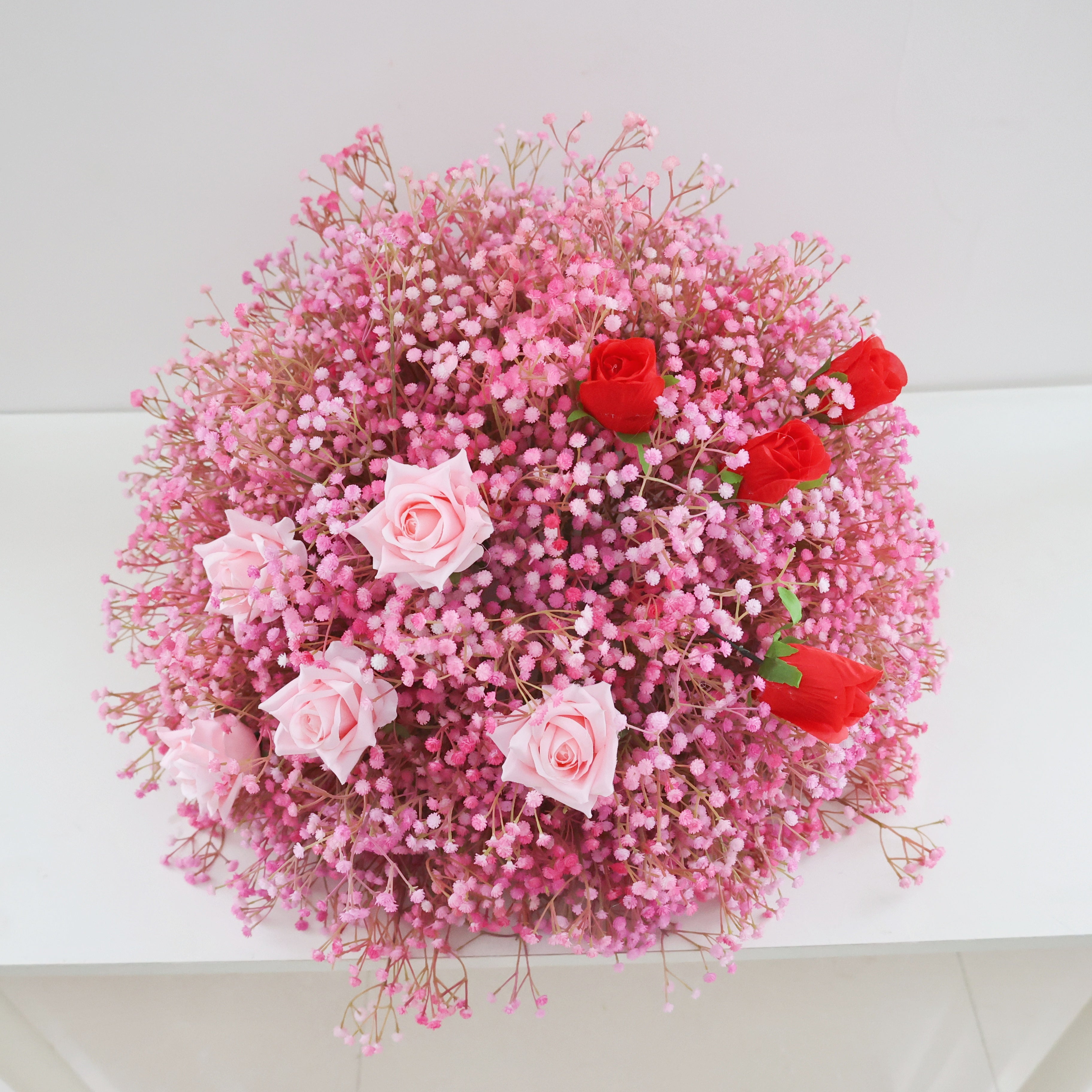 Romantic Pink Baby’s Breath Floral Ball Centerpiece for Wedding Decor AAFC-040