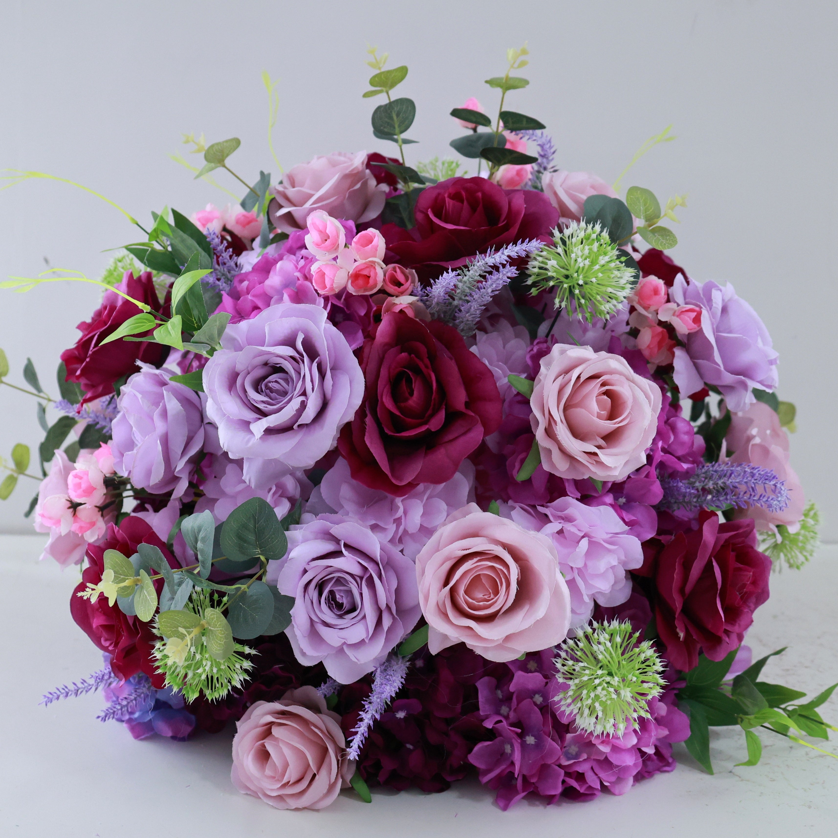 Purple Silk Flower Row Wedding Backdrop Centerpiece Floral Ball AAFC-0905