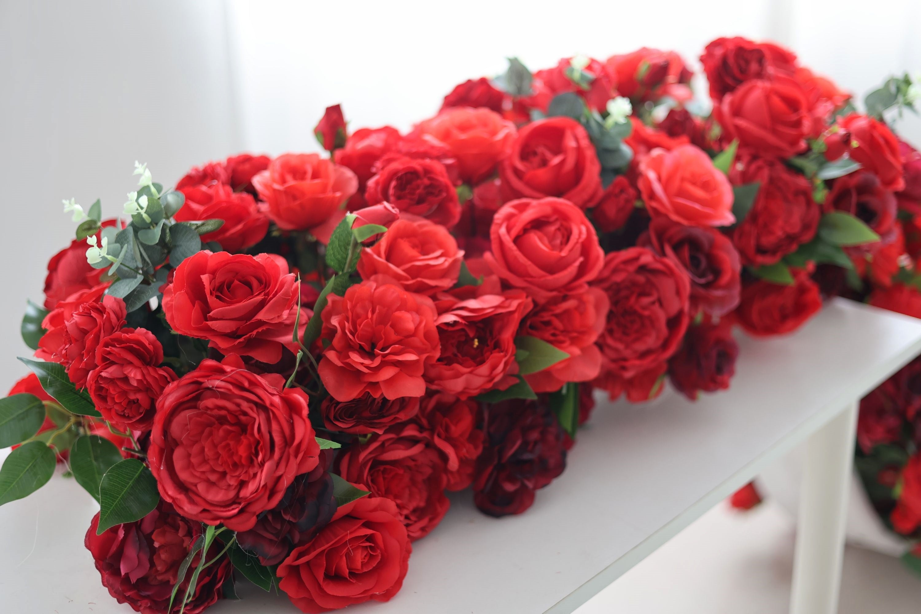 Red Rose Floral Table Runner for Wedding Event Decor AAFR-045