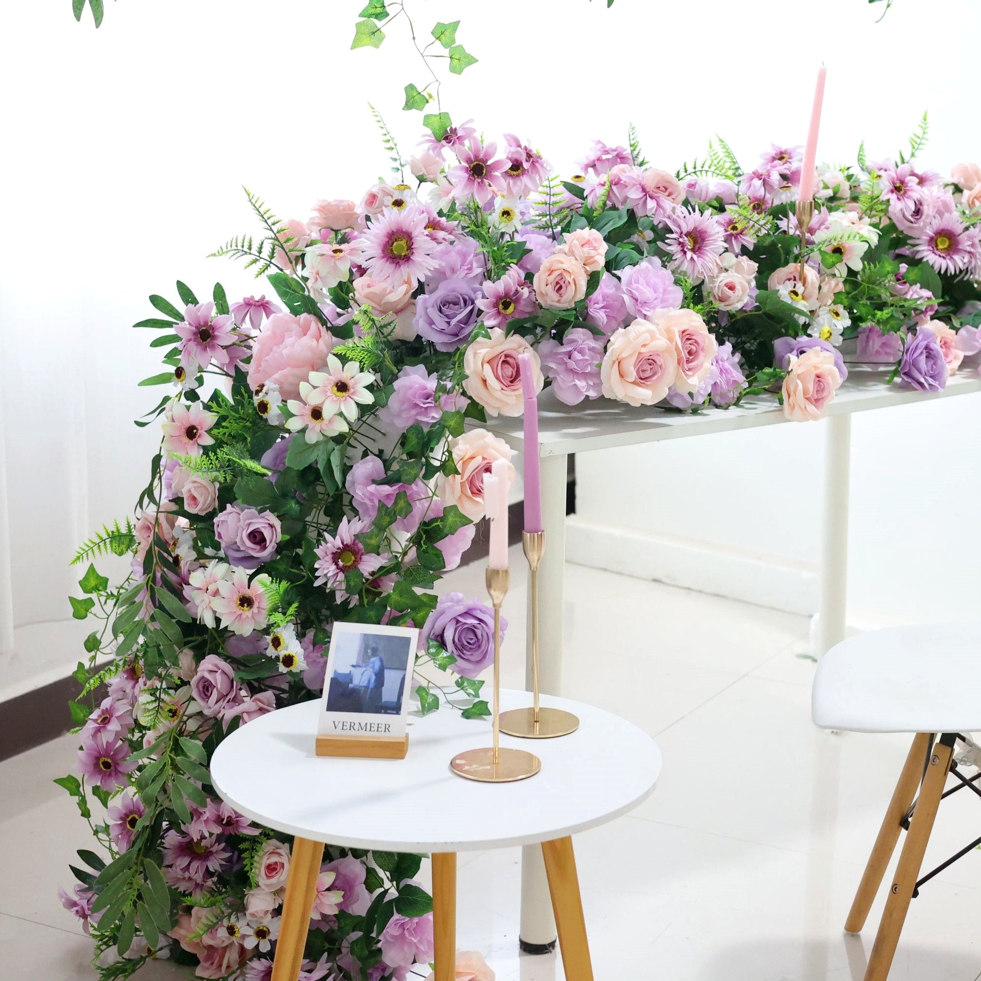 Garden Style Pastel Flower Table Runner for Wedding & Event Decor AAFR-070