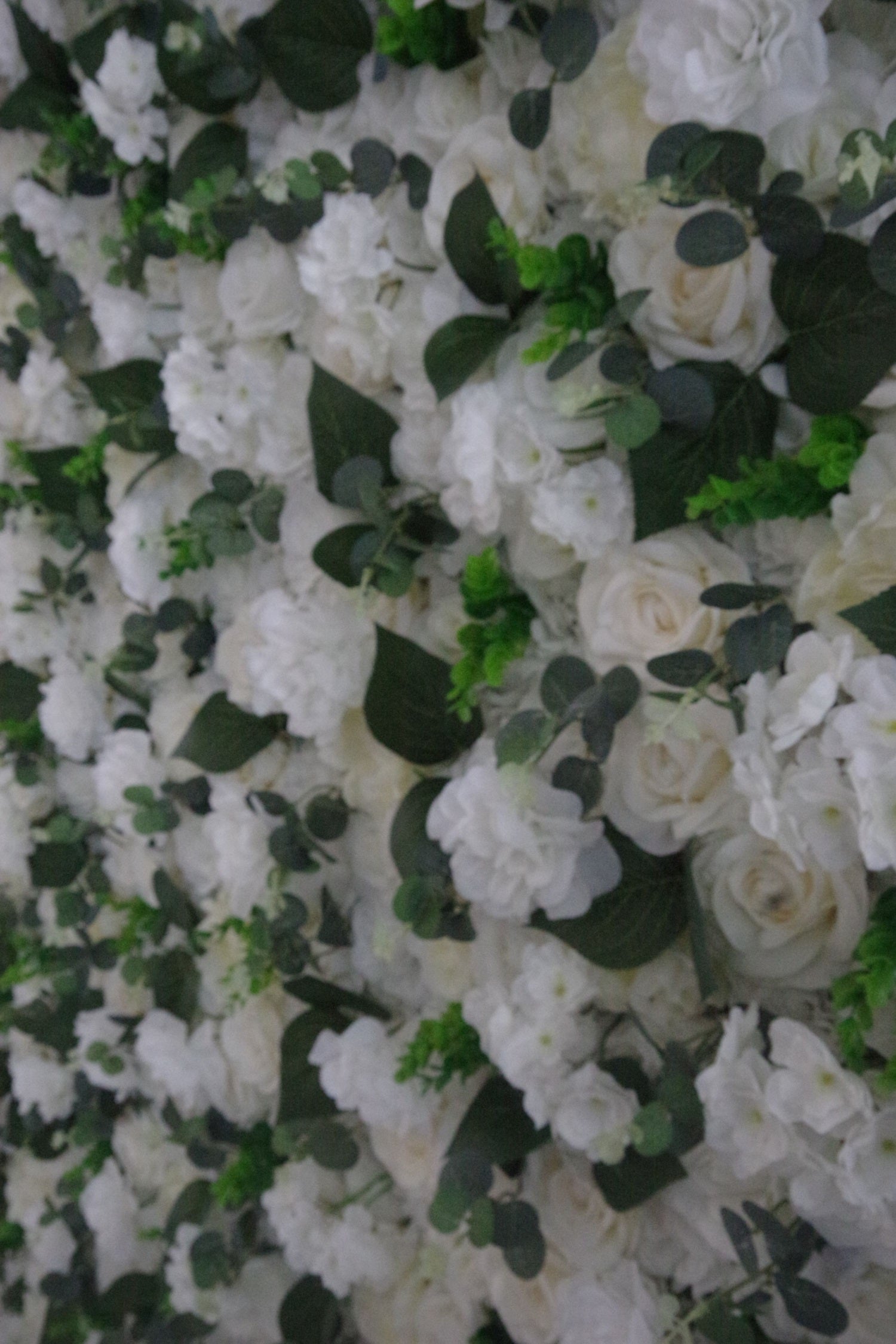 8x8ft White Rose Green Leaves Fabric Hanging Floral Wall AAFW-113