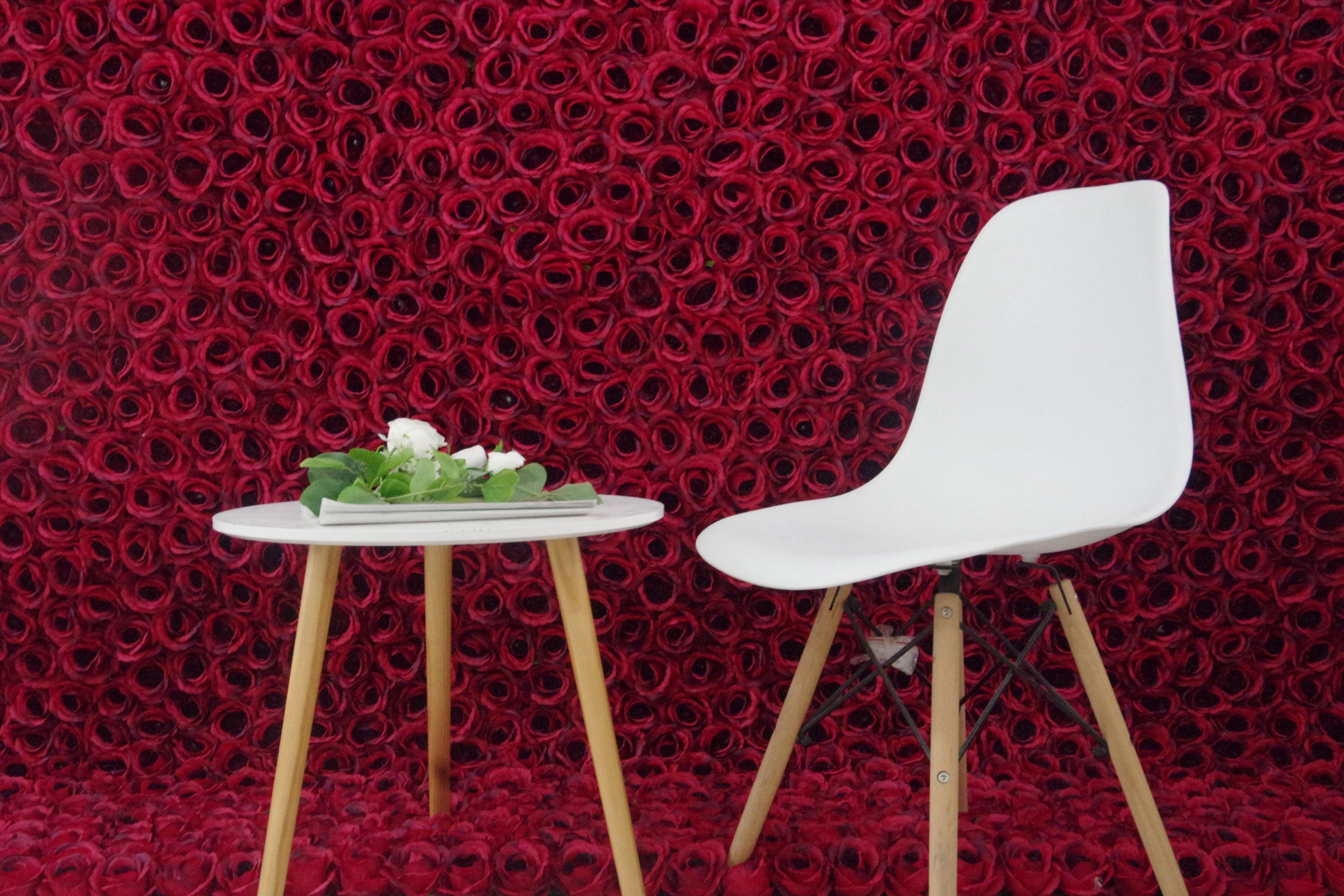 Custom Red Rose 3D Roll Up Artificial Flower Wall Backdrop AAFW-118