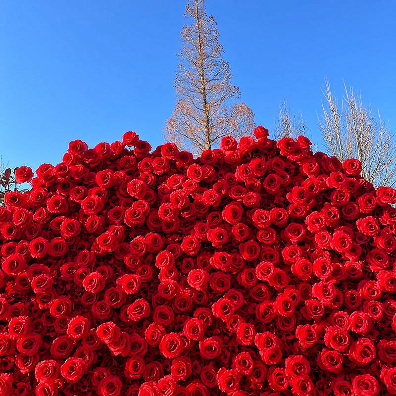 Romantic Heart Shaped Red Rose Flower Wall Wedding Decor Indoor ABFW-002