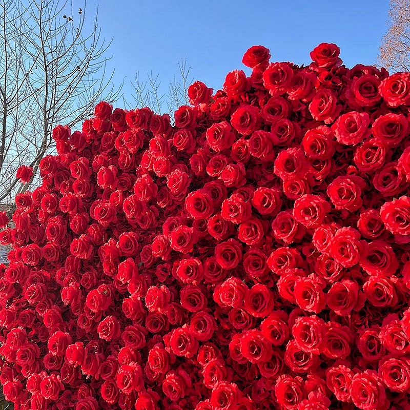 Romantic Heart Shaped Red Rose Flower Wall Wedding Decor Indoor ABFW-002