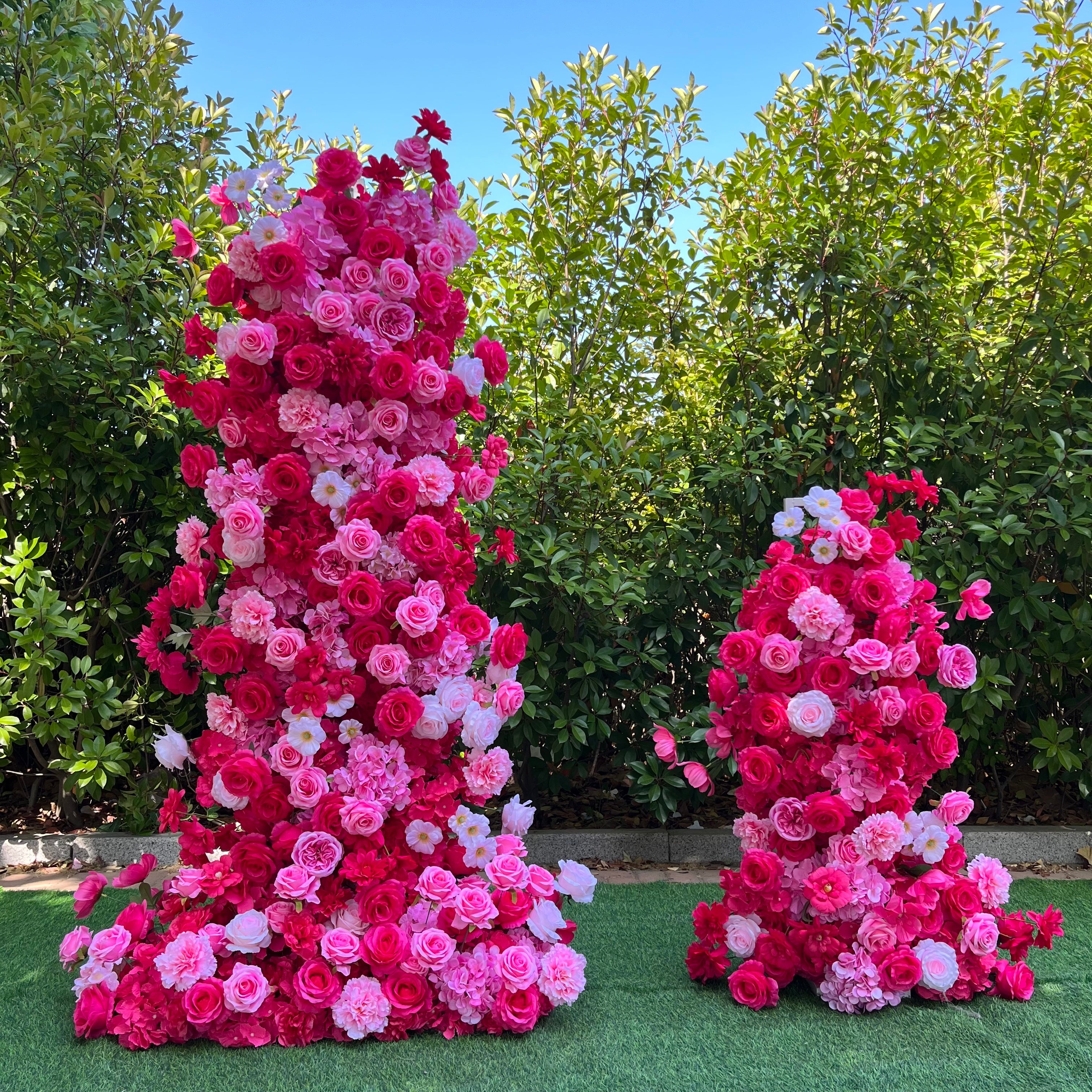 Red Pink Mixed Flower Tower Horn-Shaped Flower Wall Birthday Decor ABAW-2003