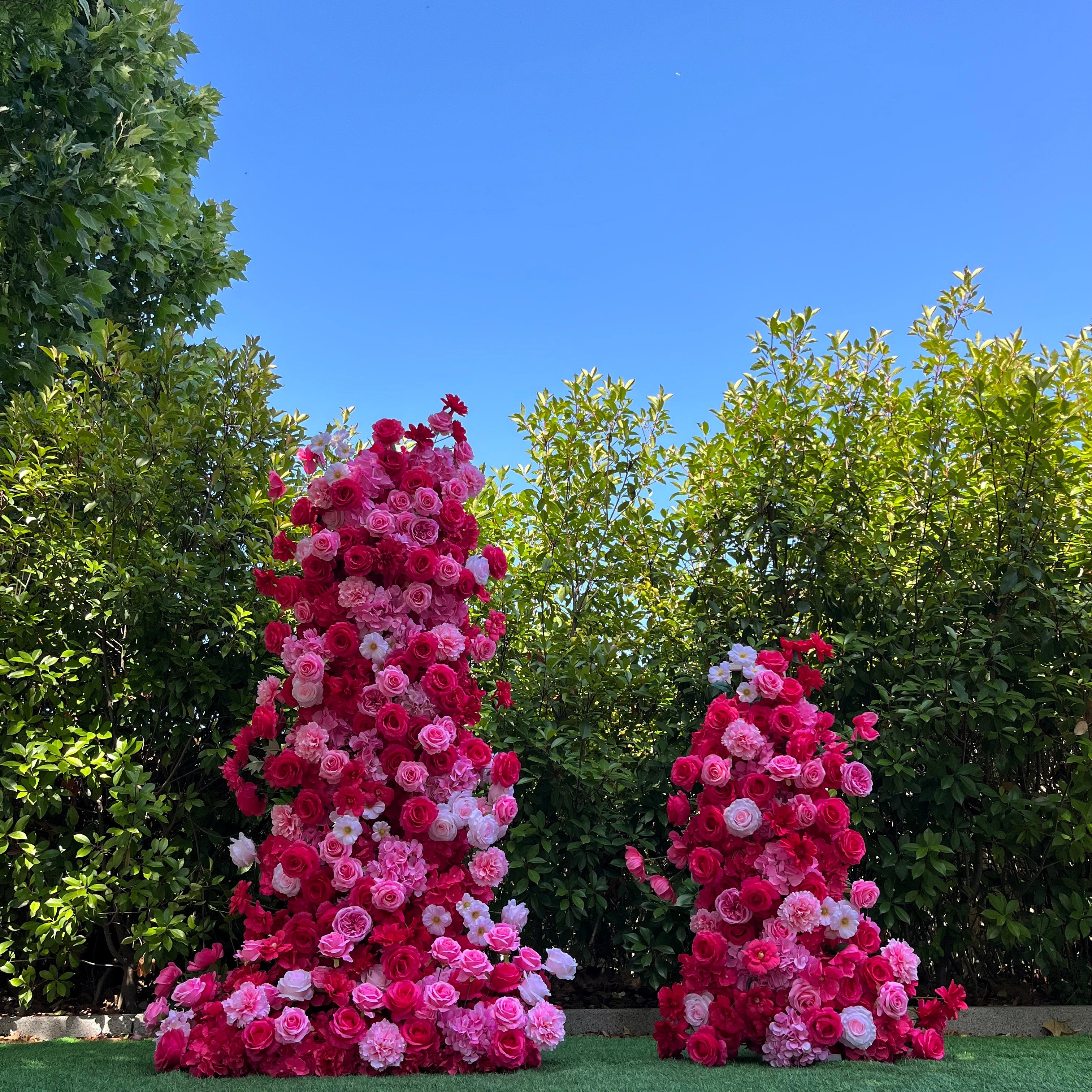 Red Pink Mixed Flower Tower Horn-Shaped Flower Wall Birthday Decor ABAW-2003