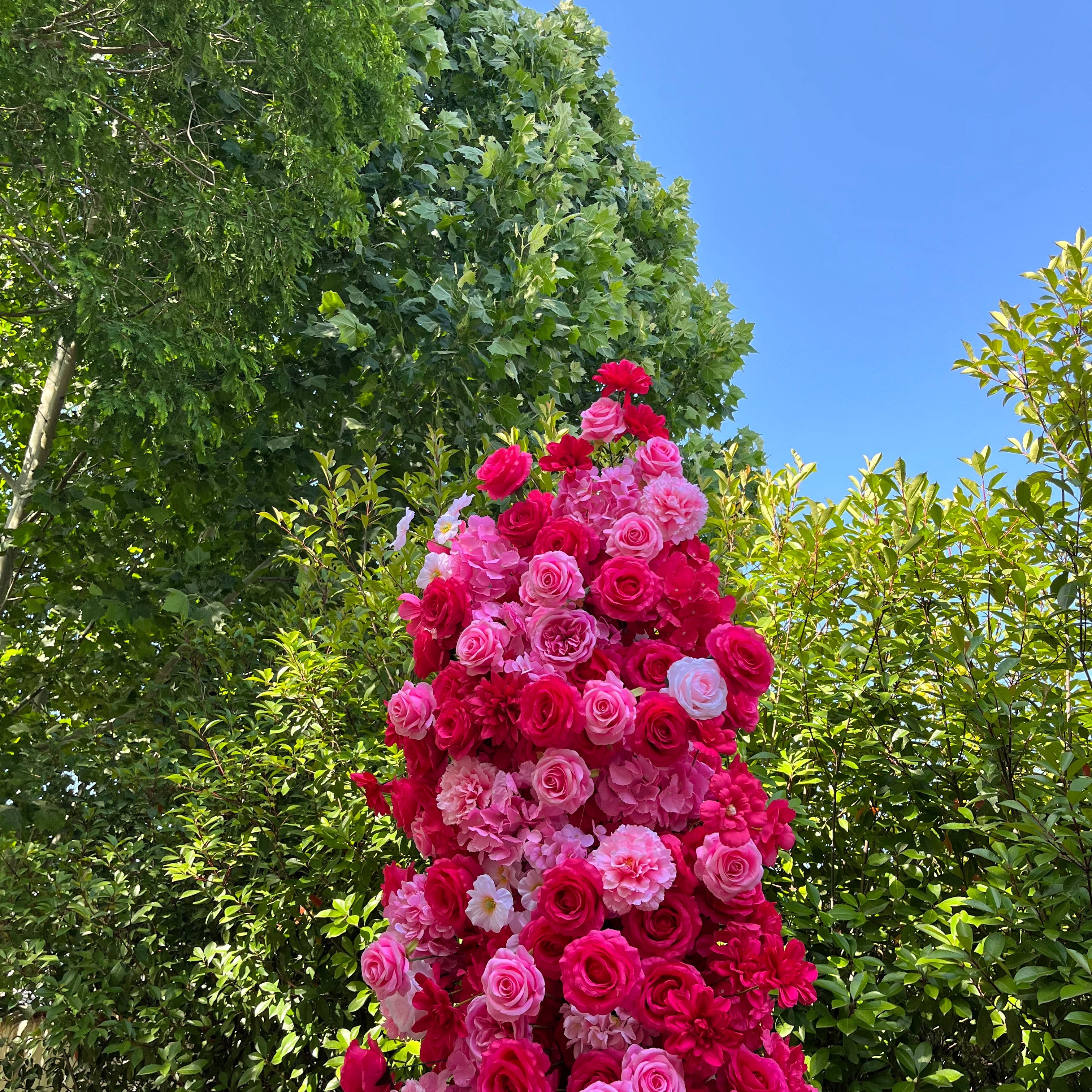 Red Pink Mixed Flower Tower Horn-Shaped Flower Wall Birthday Decor ABAW-2003