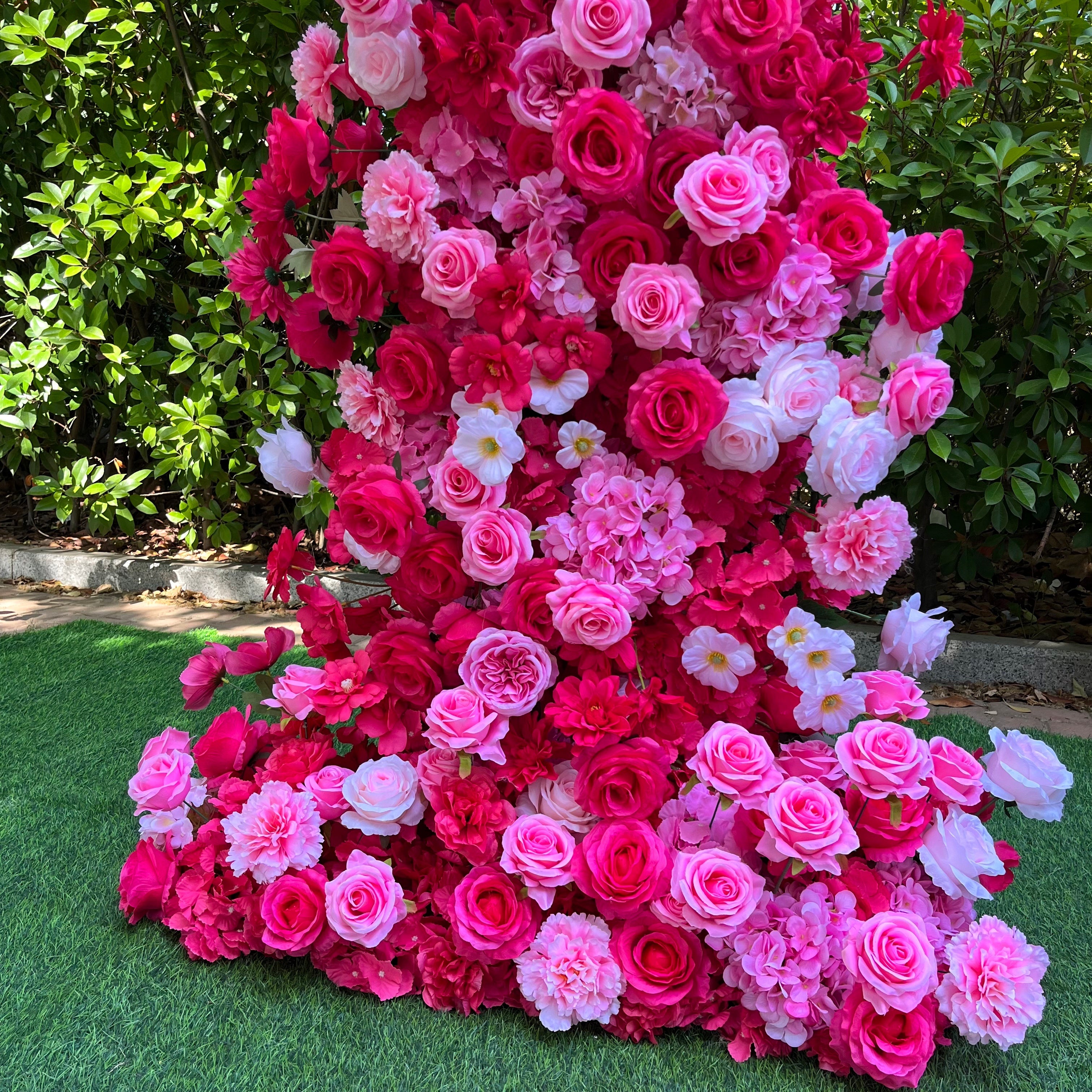 Red Pink Mixed Flower Tower Horn-Shaped Flower Wall Birthday Decor ABAW-2003