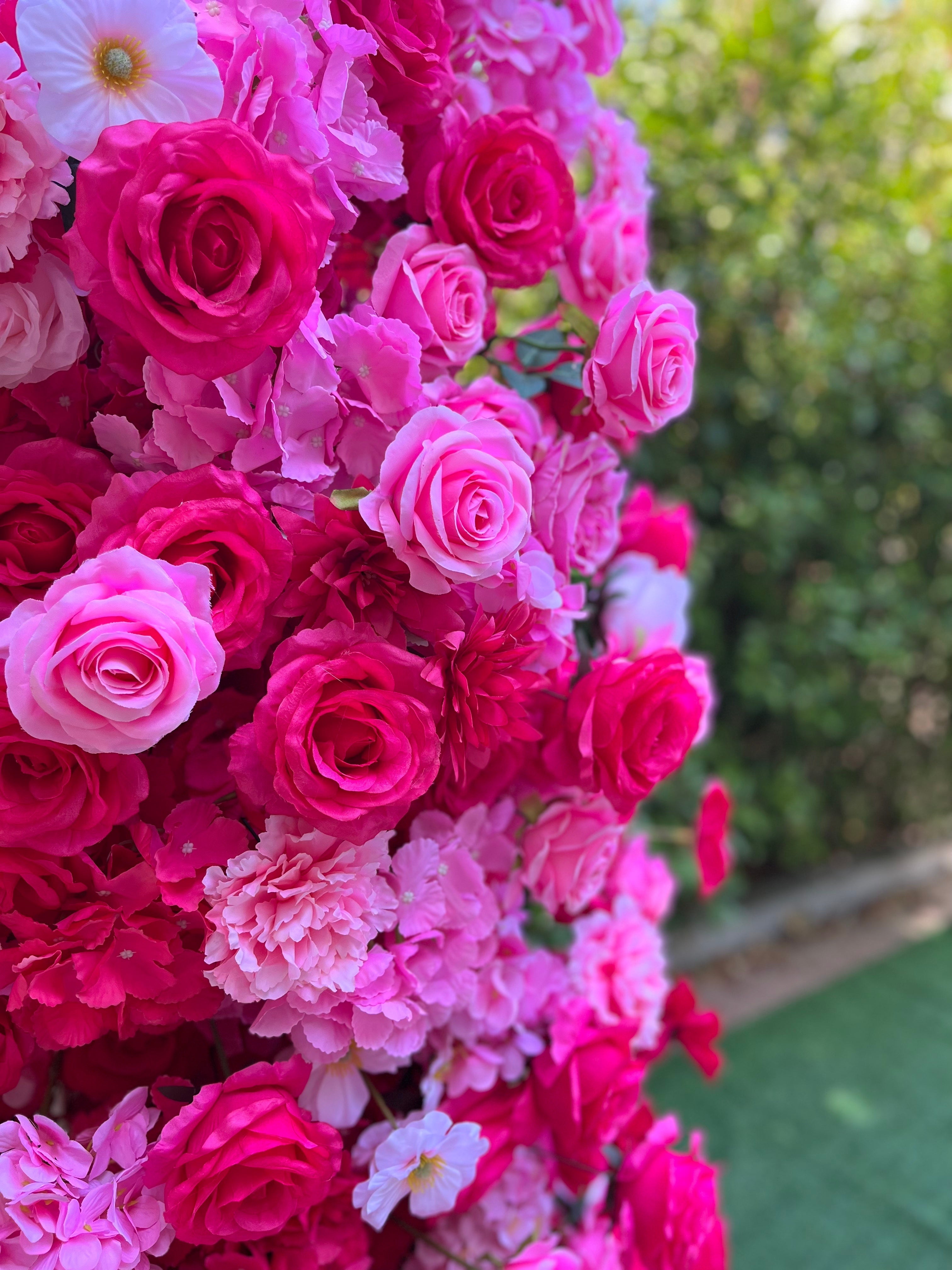 Red Pink Mixed Flower Tower Horn-Shaped Flower Wall Birthday Decor ABAW-2003