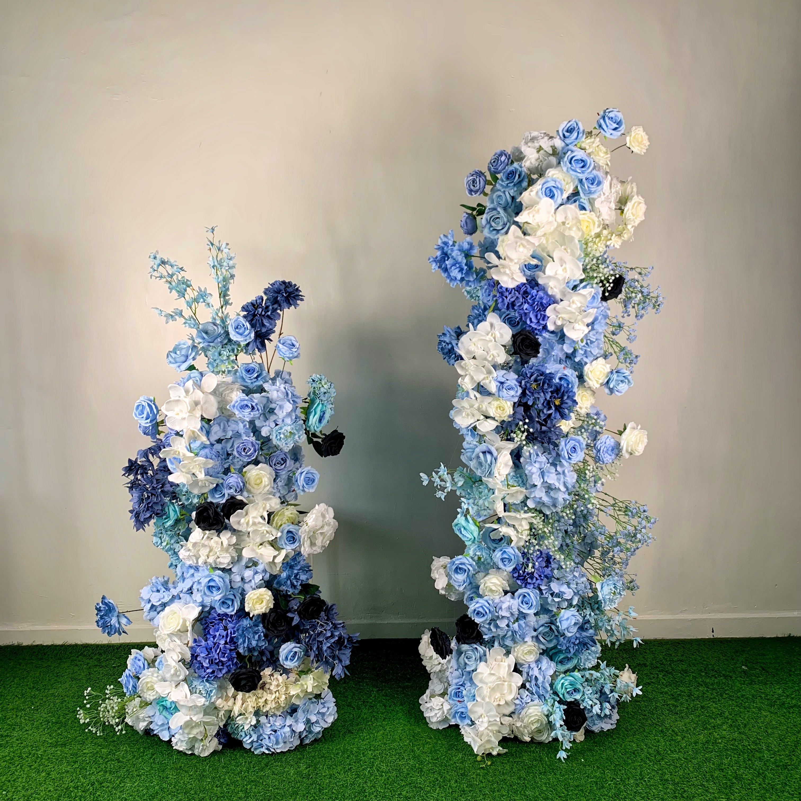 Blue White Flower Pillar Arrangement for Wedding Ceremony Event Decor ABAW-004