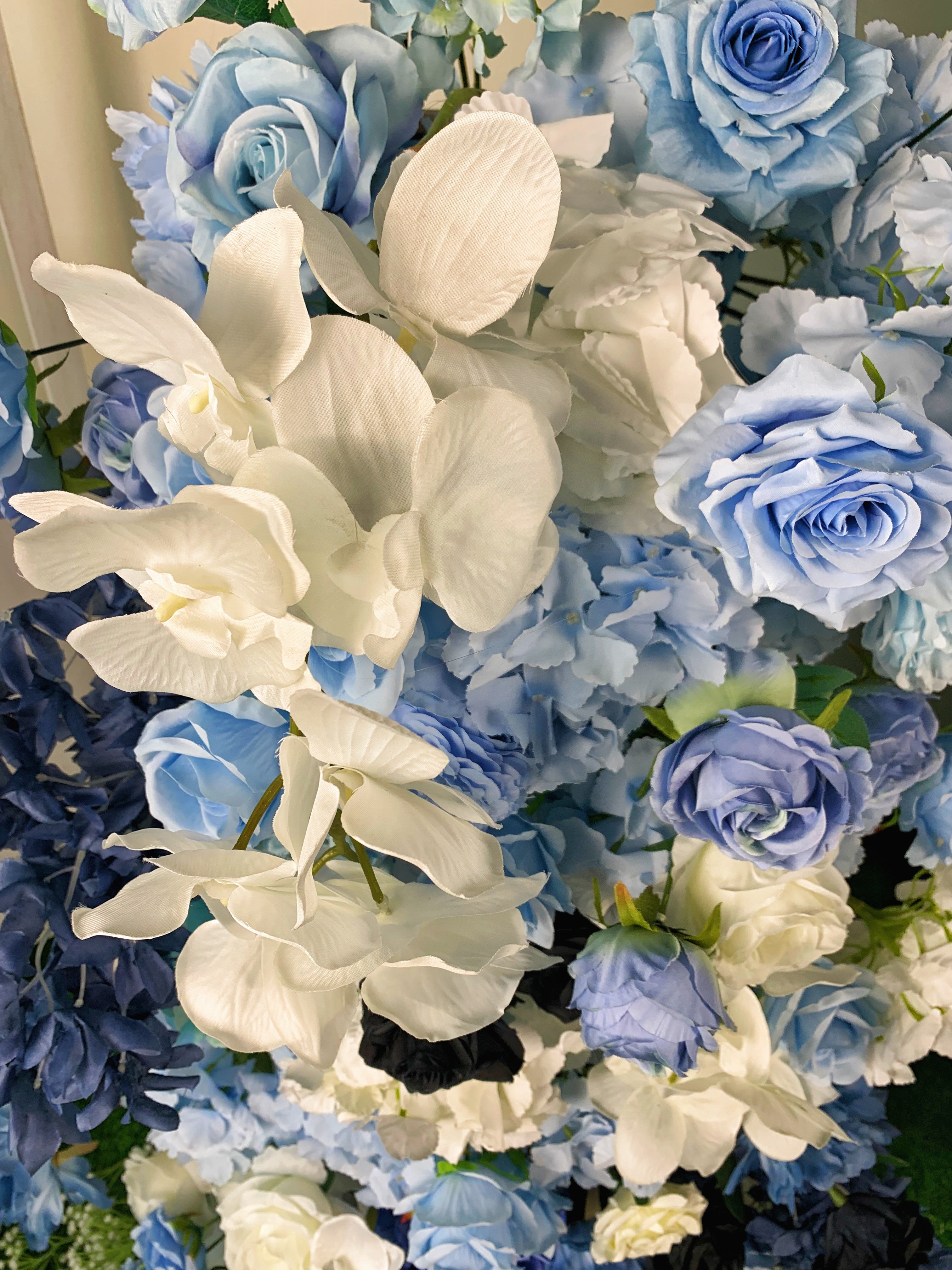 Blue White Flower Pillar Arrangement for Wedding Ceremony Event Decor ABAW-004