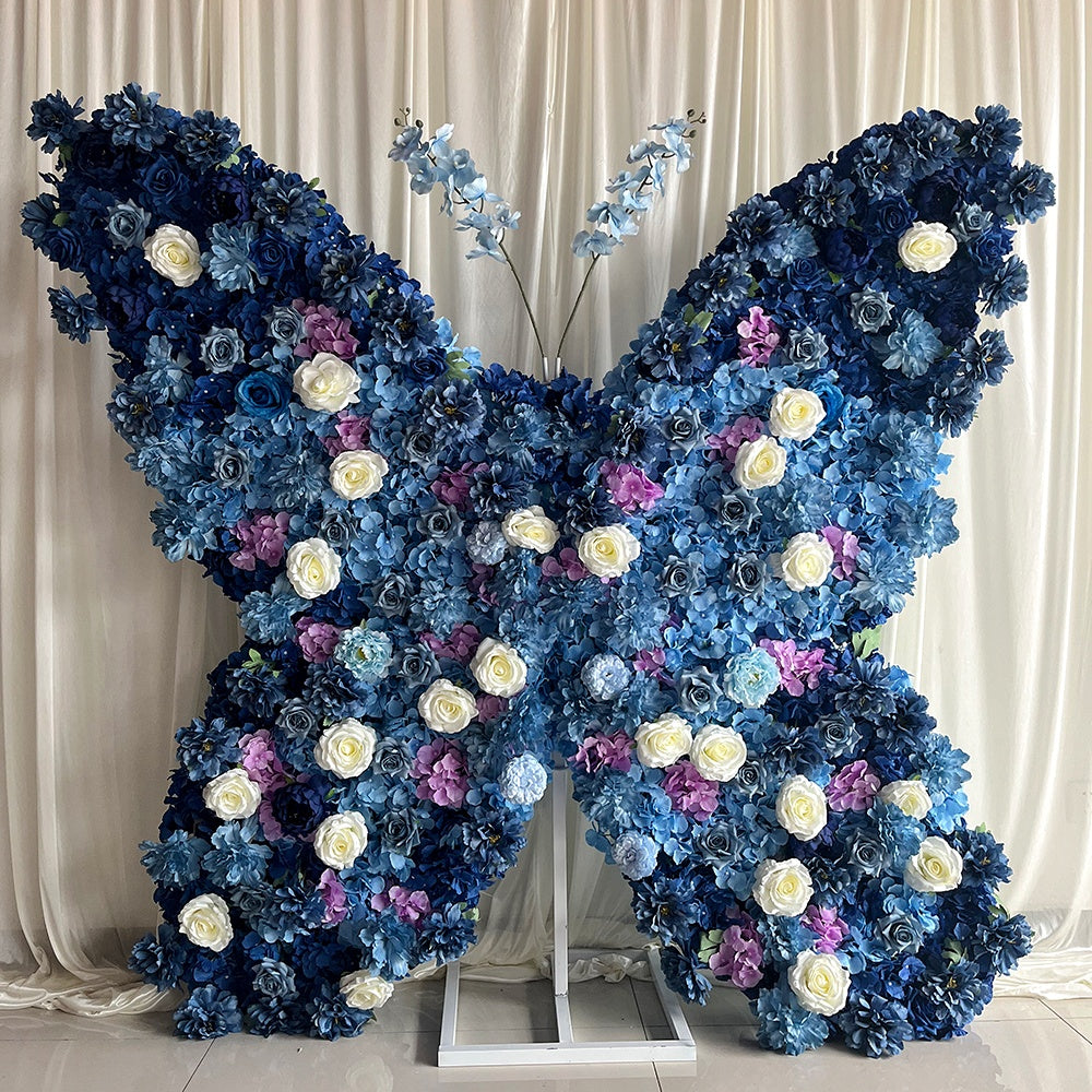 Blue Butterfly Flower Wall Backdrop for Baby Shower Birthday & Event Decor ABAW-070