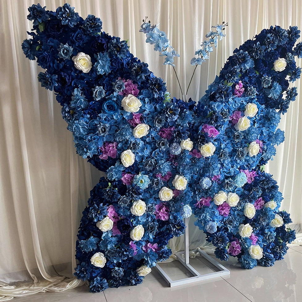 Blue Butterfly Flower Wall Backdrop for Baby Shower Birthday & Event Decor ABAW-070