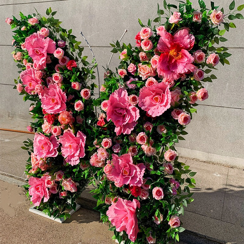 6.56ft Pink Butterfly Flower Wall Backdrop for Birthday & Wedding Decor ABAW-008