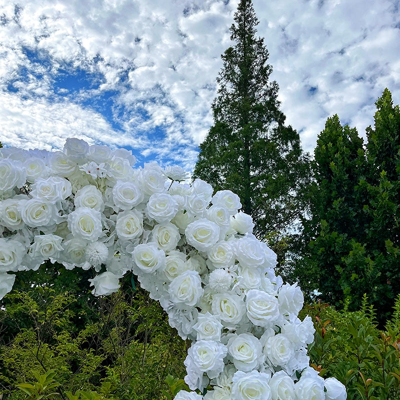 White Rose Romantic Heart Shaped Flower Wall Wedding Decor Outdoor ABAW-011