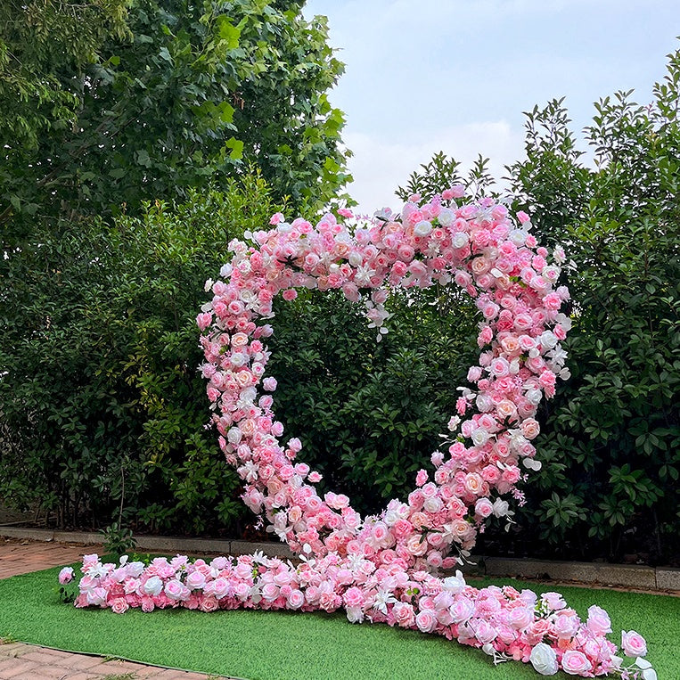 Pink Rose Heart Shaped Arch Flower Wall Wedding Decor ABAW-017