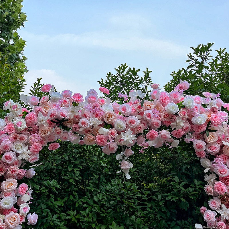 Pink Rose Heart Shaped Arch Flower Wall Wedding Decor ABAW-017