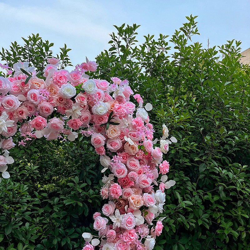 Pink Rose Heart Shaped Arch Flower Wall Wedding Decor ABAW-017