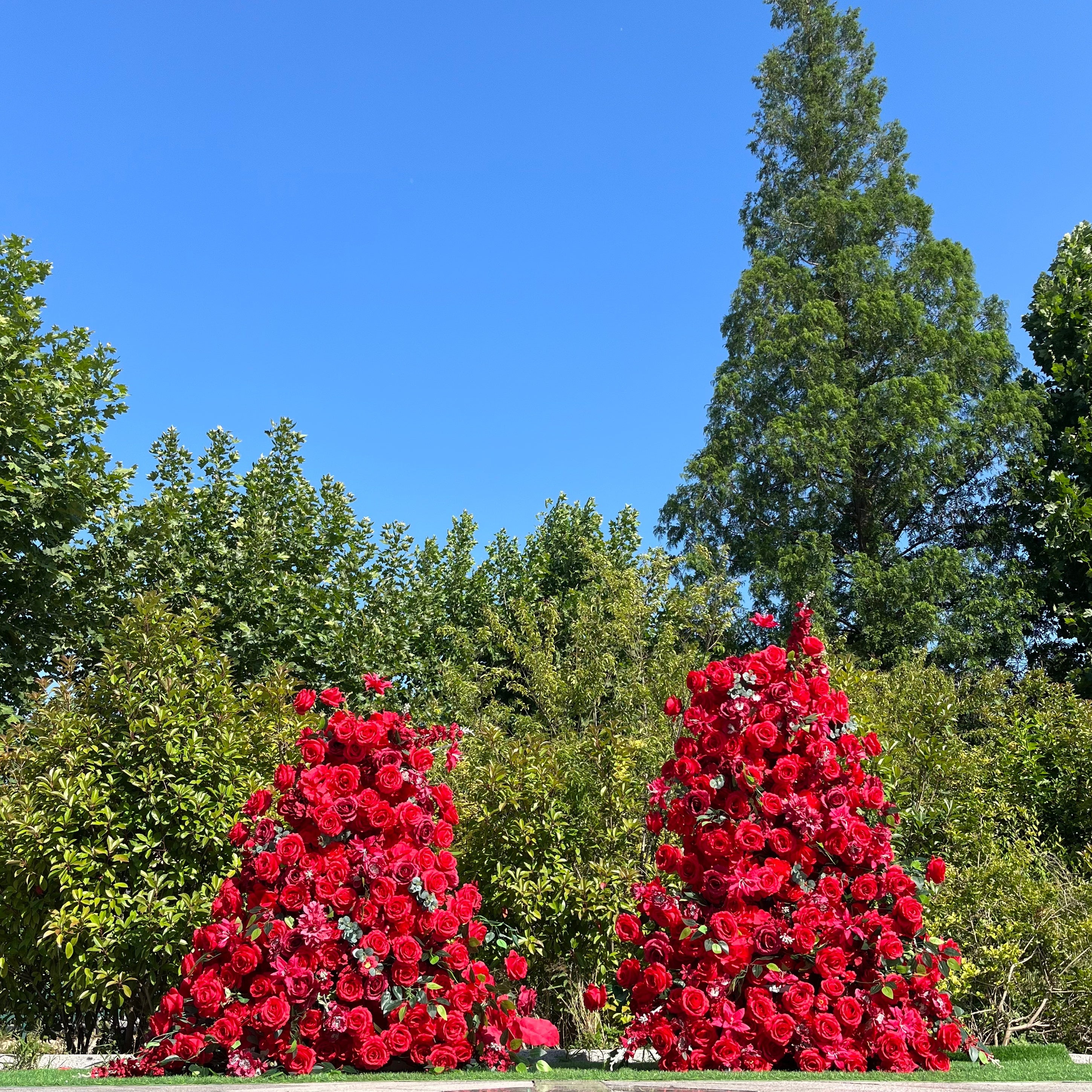 Flower Arch Red Rose Flower Pillar for Event Wedding Proposal Decor ABAW-023