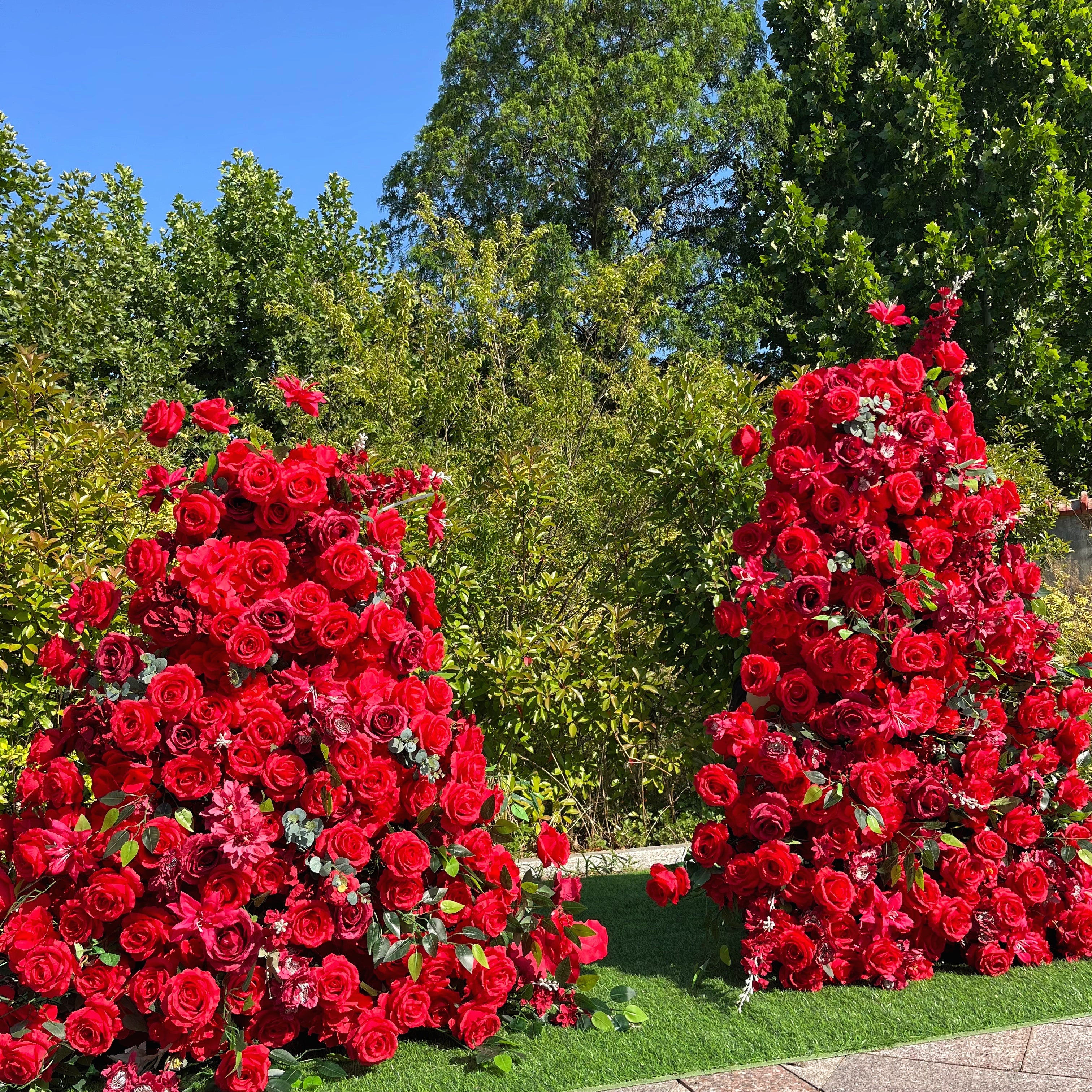 Flower Arch Red Rose Flower Pillar for Event Wedding Proposal Decor ABAW-023