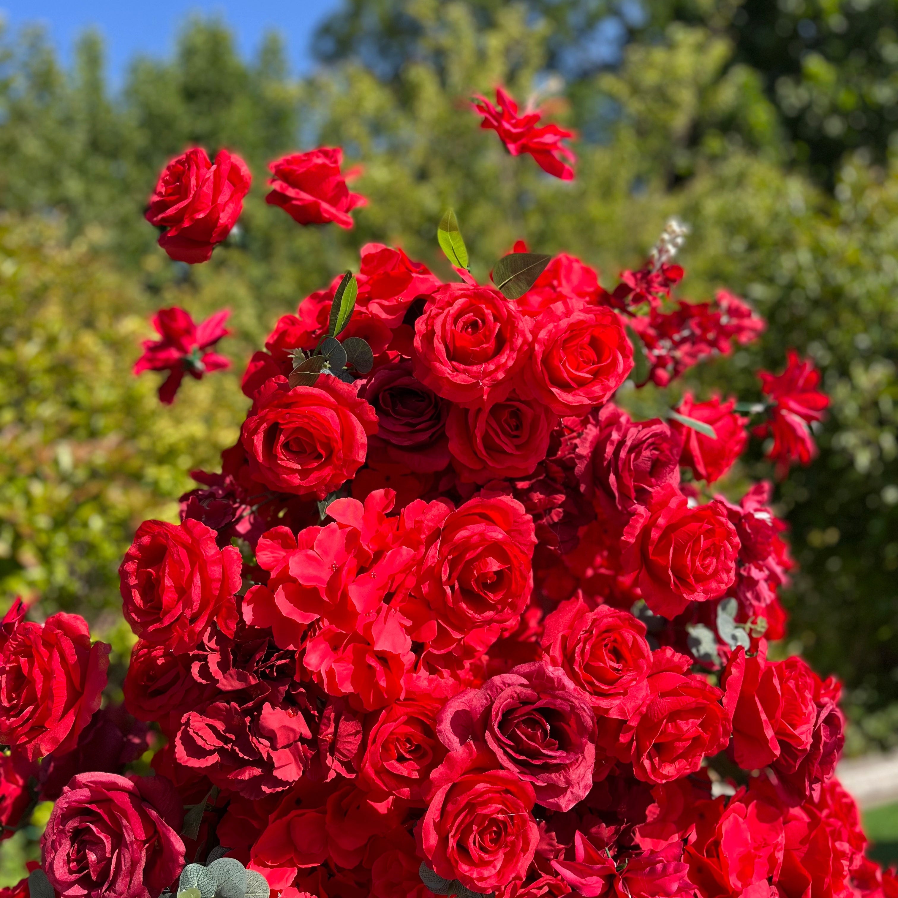 Flower Arch Red Rose Flower Pillar for Event Wedding Proposal Decor ABAW-023