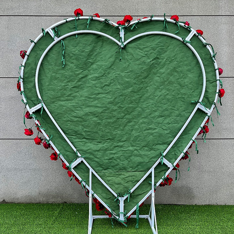 8ft Romantic Heart Shaped Red Rose Flower Wall for Wedding Decor ABAW-028