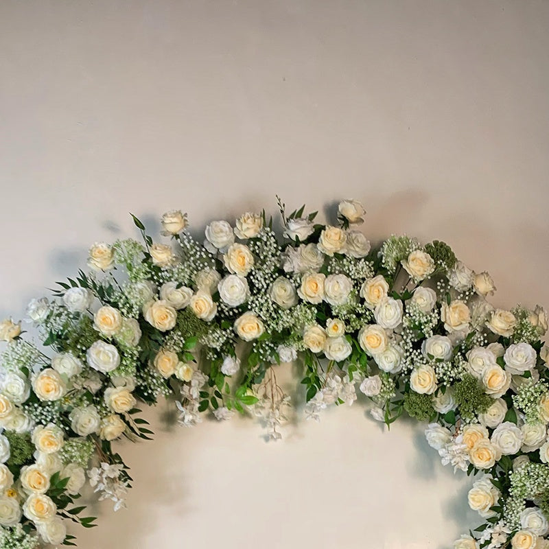 Flower Arch White Florals Backdrop Proposal Wedding Party Decor ABAW-029