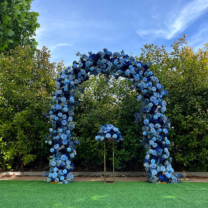 Blue 5D Artificial Arch Flower Wall For Wedding Party ABAW-030