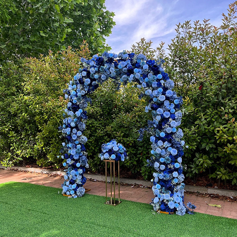 Blue 5D Artificial Arch Flower Wall For Wedding Party ABAW-030