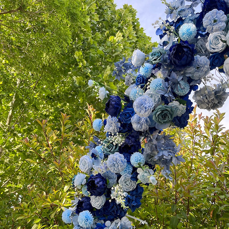 Romantic Blue Round Arch Flower Wall for Wedding Ceremony Event Decor ABAW-032