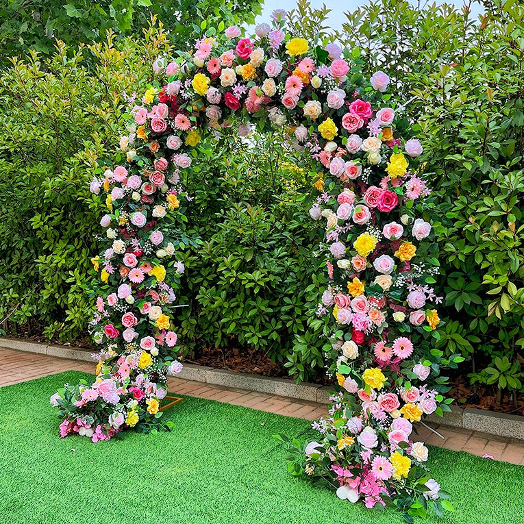 Garden Style Floral Arch Backdrop for Spring Wedding Ceremony Decor ABAW-033