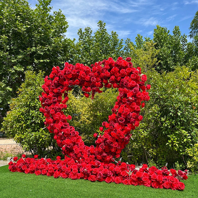 New Heart Shaped Red Rose Arch Floral Wall Wedding Backdrop Decor ABAW-039