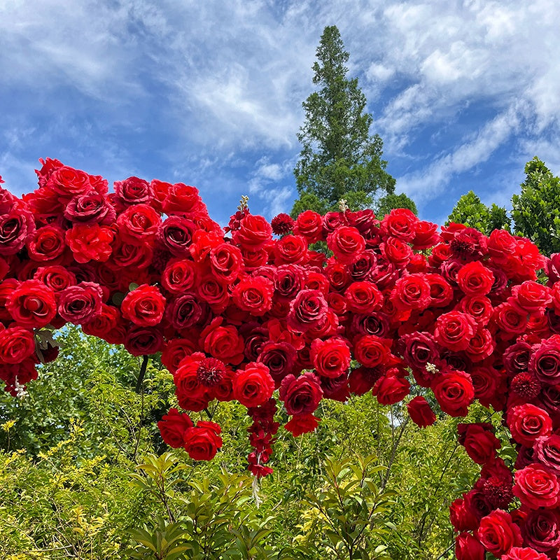 New Heart Shaped Red Rose Arch Floral Wall Wedding Backdrop Decor ABAW-039