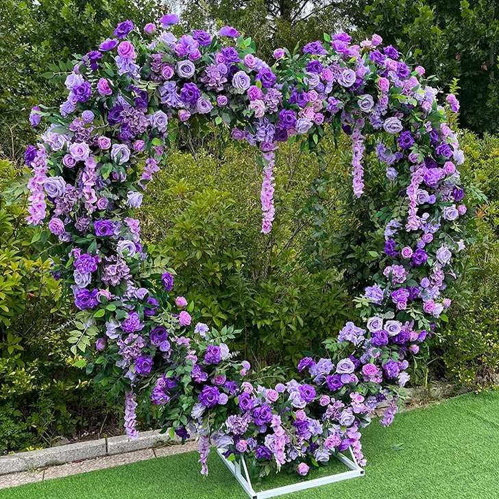 Lavender Purple Heart Arch Floral Backdrop For Bridal Shower Decor ABAW-042