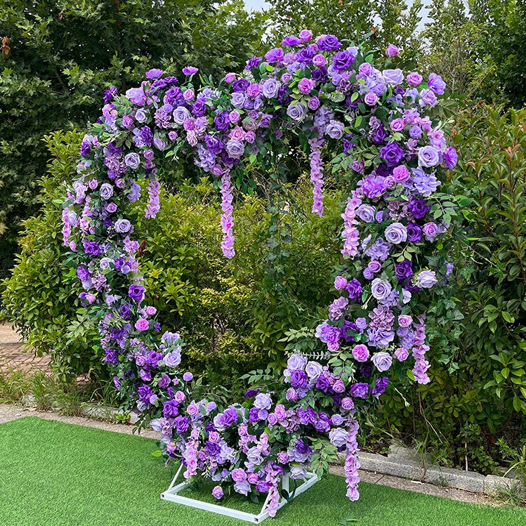 Lavender Purple Heart Arch Floral Backdrop For Bridal Shower Decor ABAW-042