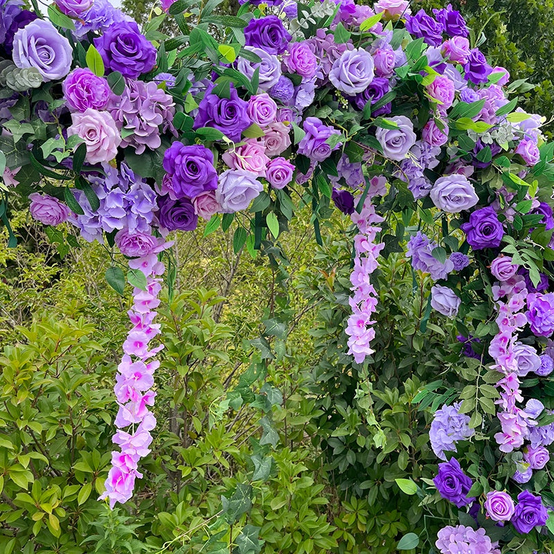 Lavender Purple Heart Arch Floral Backdrop For Bridal Shower Decor ABAW-042