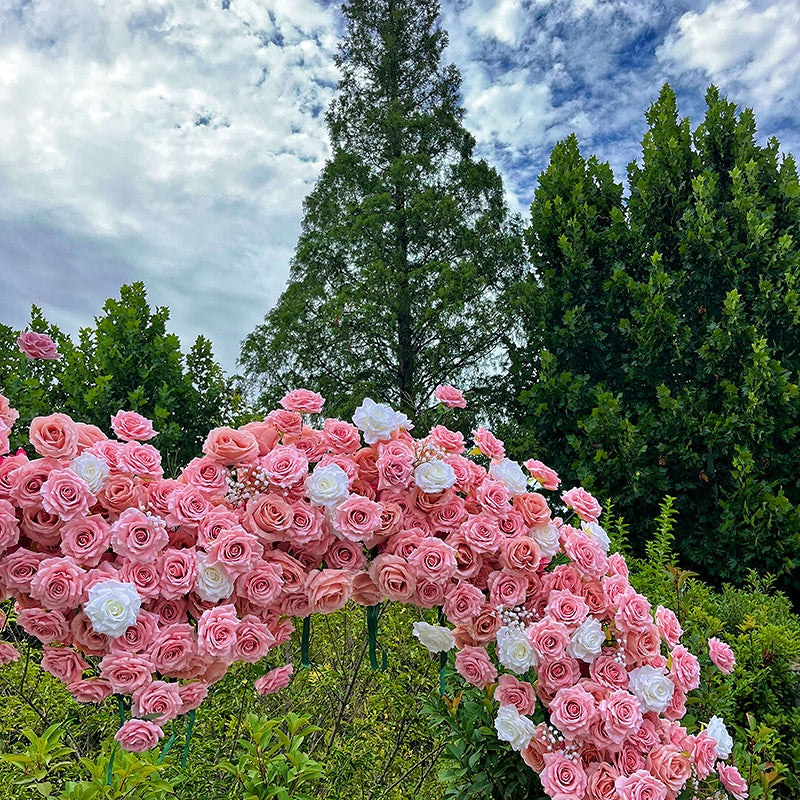8ft Pink Heart Shaped Fabric Arch Flower Wall Proposal Party Decor ABAW-043