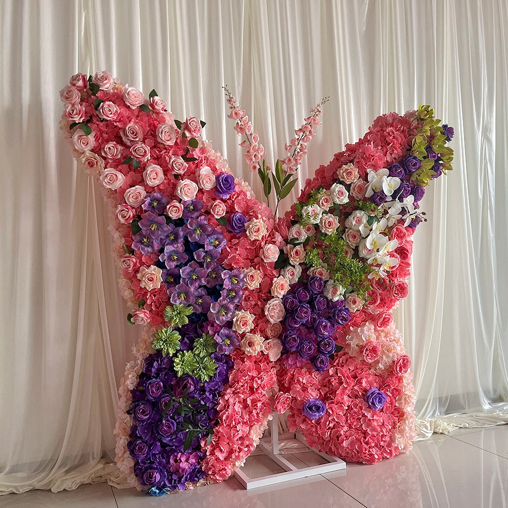 6.56ft Multicolor Butterfly Flower Wall for Wedding & Birthday Party ABAW-500