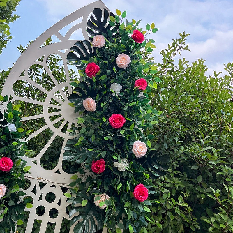 Red Rose with Greenery Flower Runner Wedding Table Decor ABFR-002