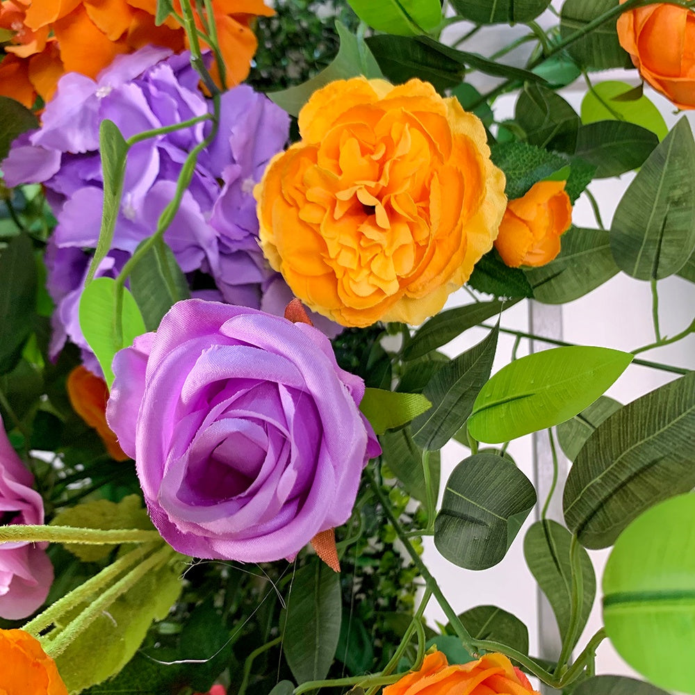 Orange and Purple Fabirc Flower Row Flower Runner Wedding Table Decor ABFR-003