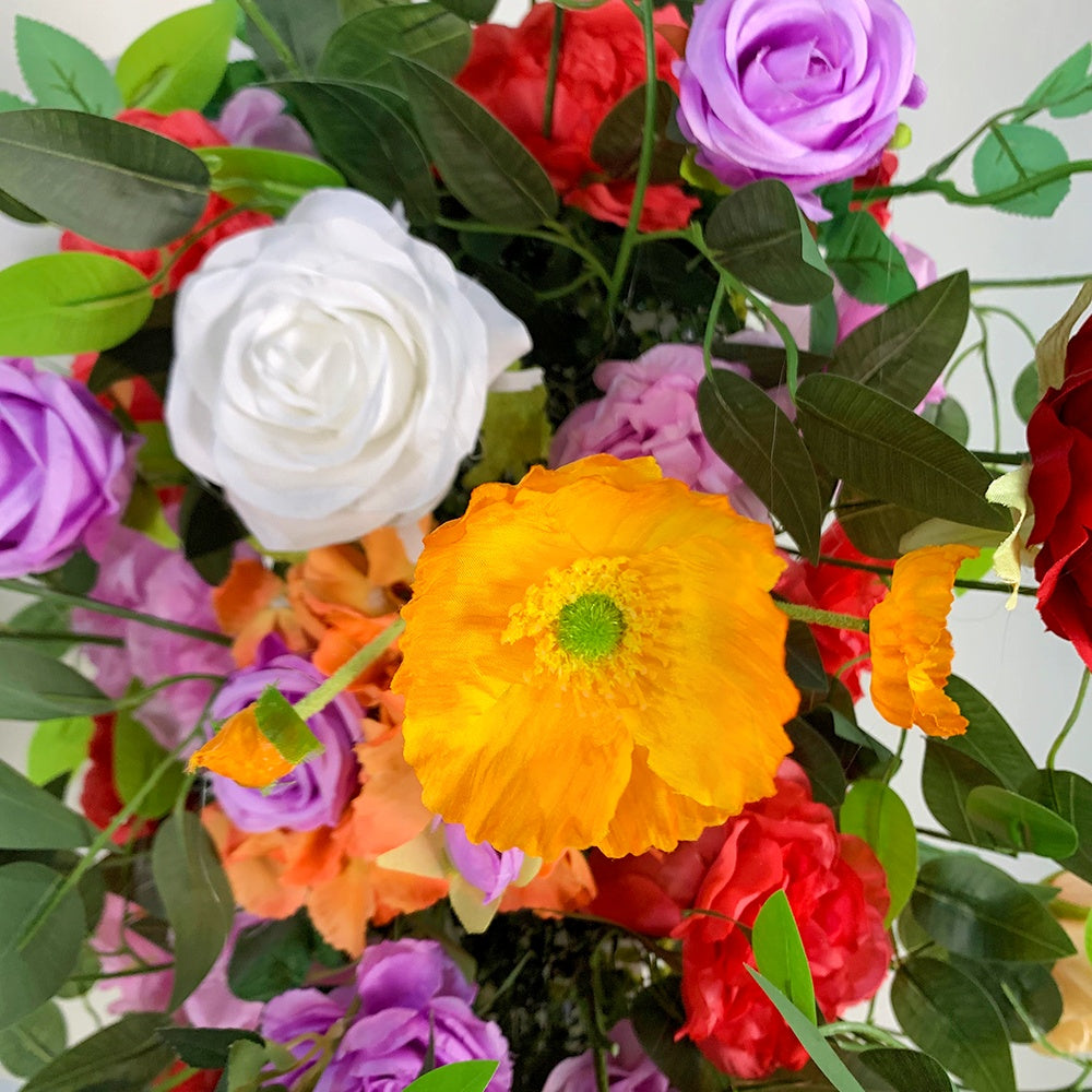 Orange and Purple Fabirc Flower Row Flower Runner Wedding Table Decor ABFR-003