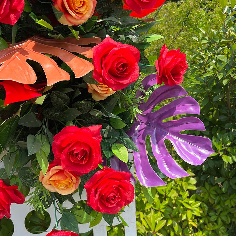 Red Rose with Greenery Wedding Table Decor Flower Runner Row ABFR-004