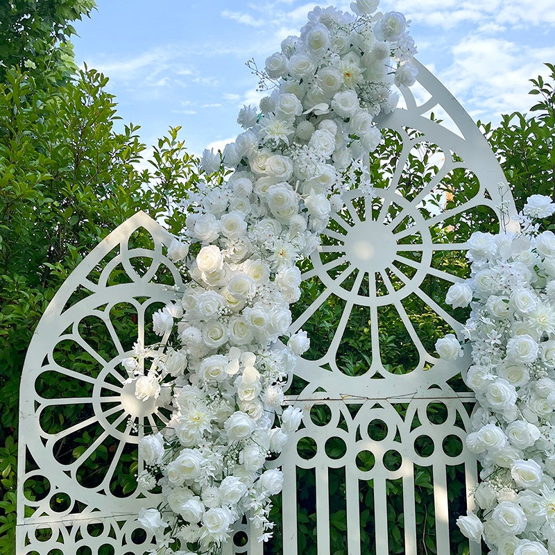 White Rose and Baby's Breath Flower Runner Floral Arrangement ABFR-007