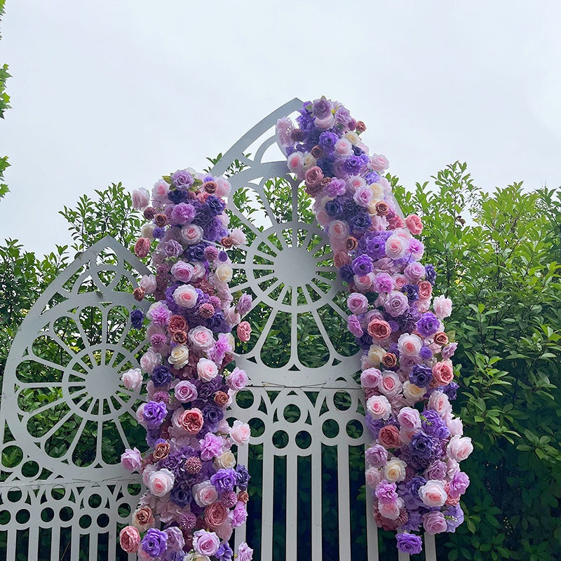 Light and Dark Purple Silk Flower Runner Flower Row for Wedding Decor ABFR-015